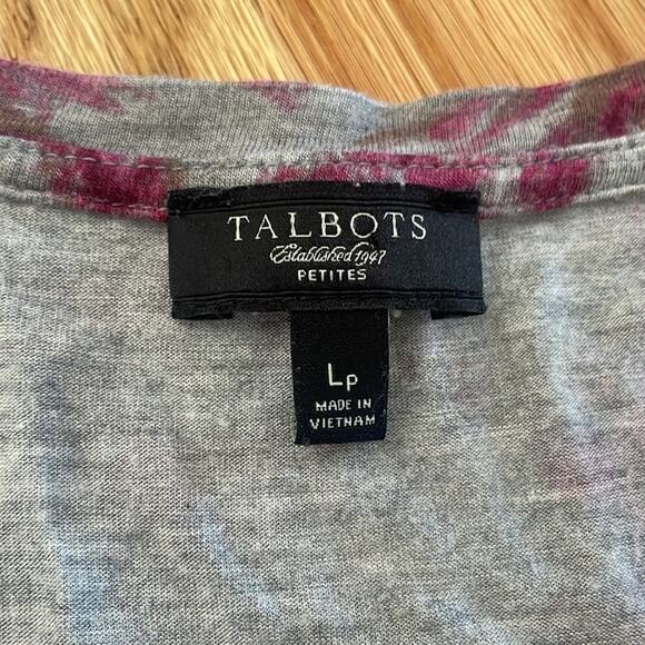 Talbots gray and pink print scoop neck top size large petite - Picture 4 of 7